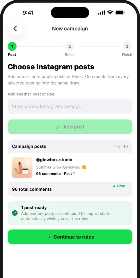 Add an Instagram post to a new campaign in the iPhone app