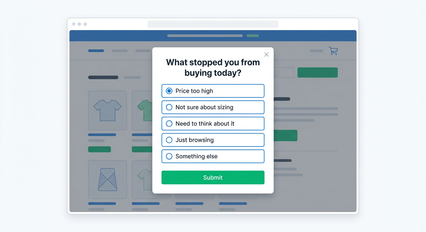 Exit Intent Popup Surveys for Shopify: Learn Why Visitors Leave (and Win Some Back)