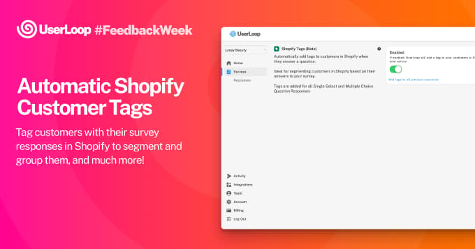 Shopify Tags for Survey Responses in UserLoop